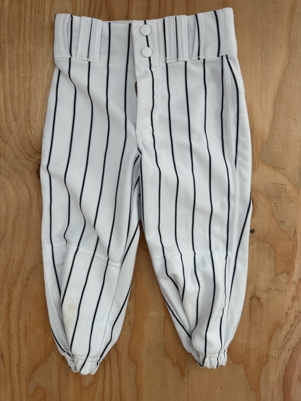 Kids White Pinstripe Baseball Pants